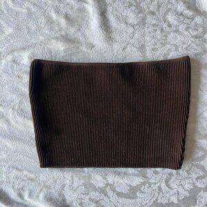 aritzia babaton brown ribbed tube top size s
